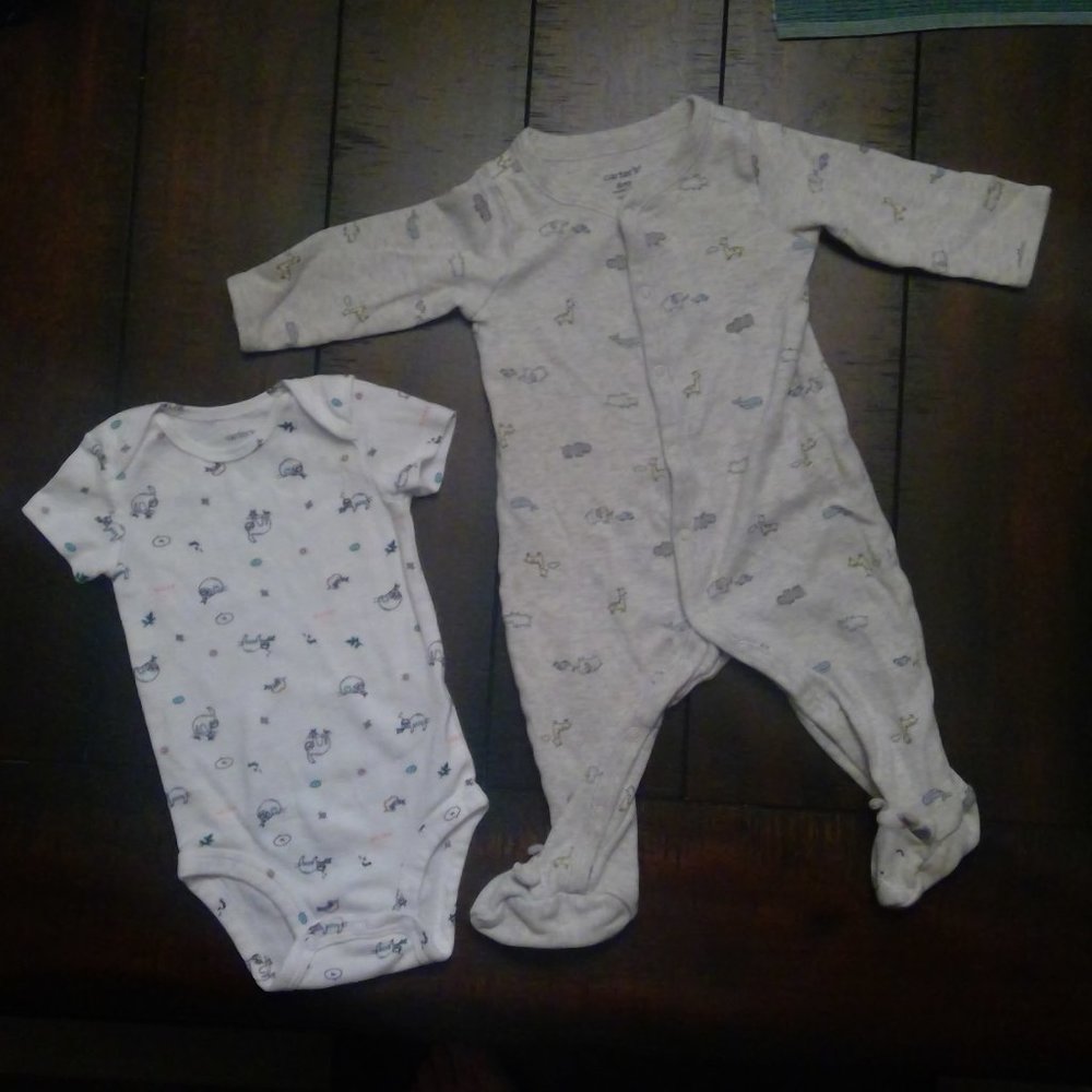 Carter's 6 month sleeper and onesie sloth print